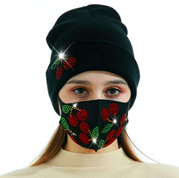 Very Cherry🍒Beanie and Face mask combo - Picture 2 of 2